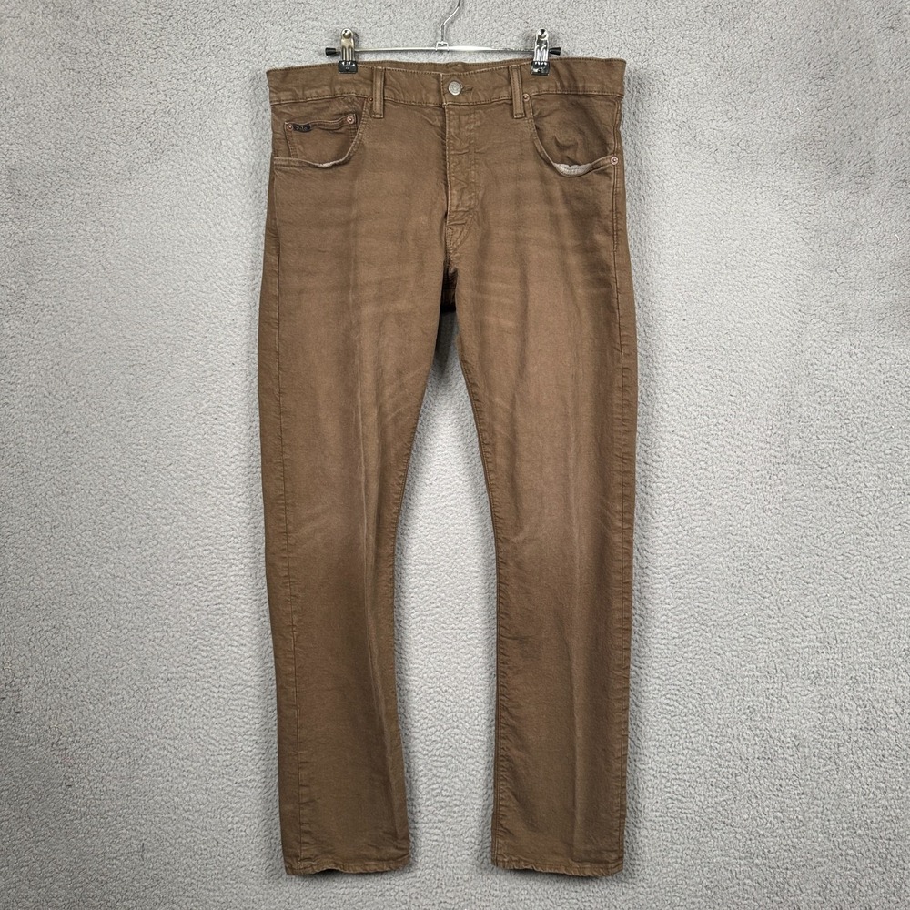 Polo Ralph Lauren Jeans Men 34x34 Brown Varick Slim Straight Pants Preppy Office